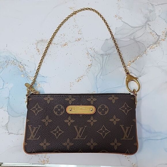 Authentic Louis Vuitton Monogram Milla MM Purse Clutch Handbag Chain - Picture 1 of 7